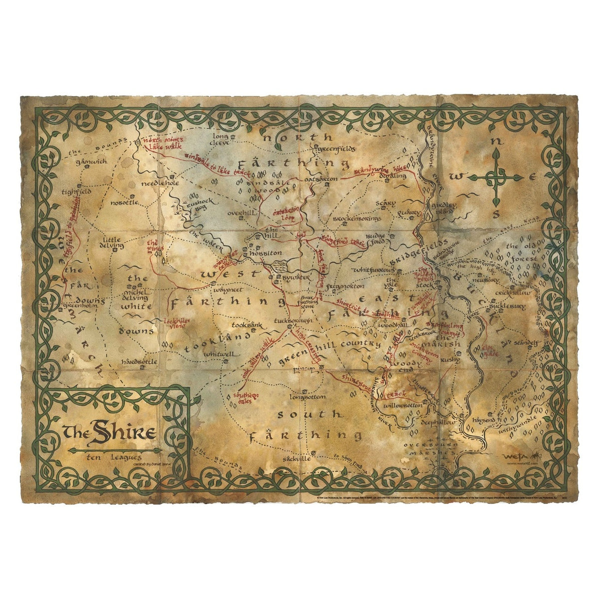 Image produit Le Hobbit affiche Map of the Shire 74 x 54 cm