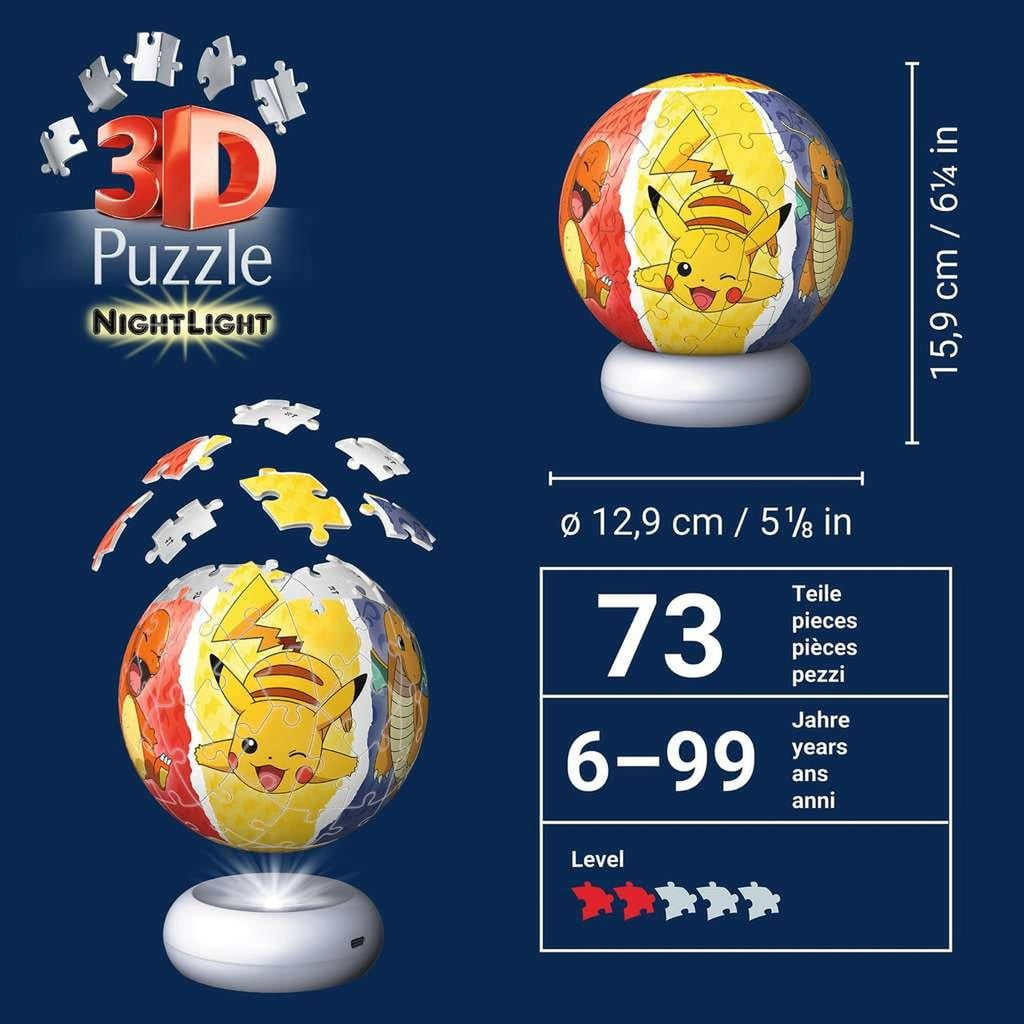 Produktbild Pokémon 3D Puzzle-Ball Nachtlicht (73 Teile)