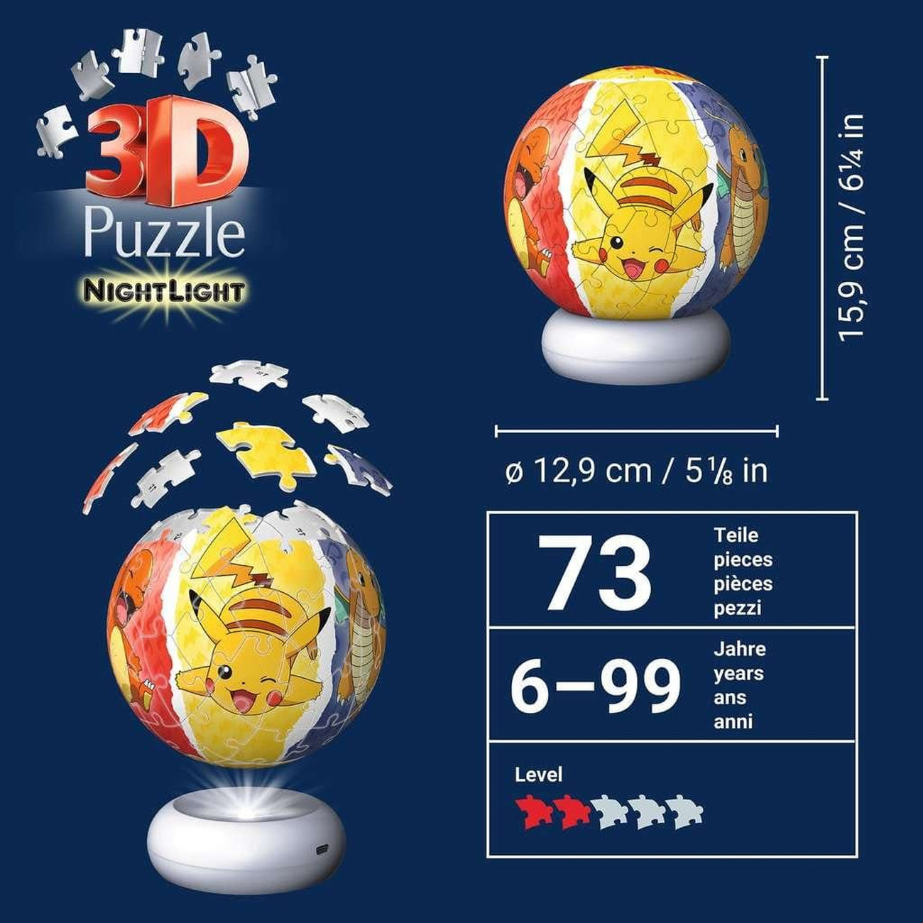Produktbild Pokémon 3D Puzzle-Ball Nachtlicht (73 Teile)