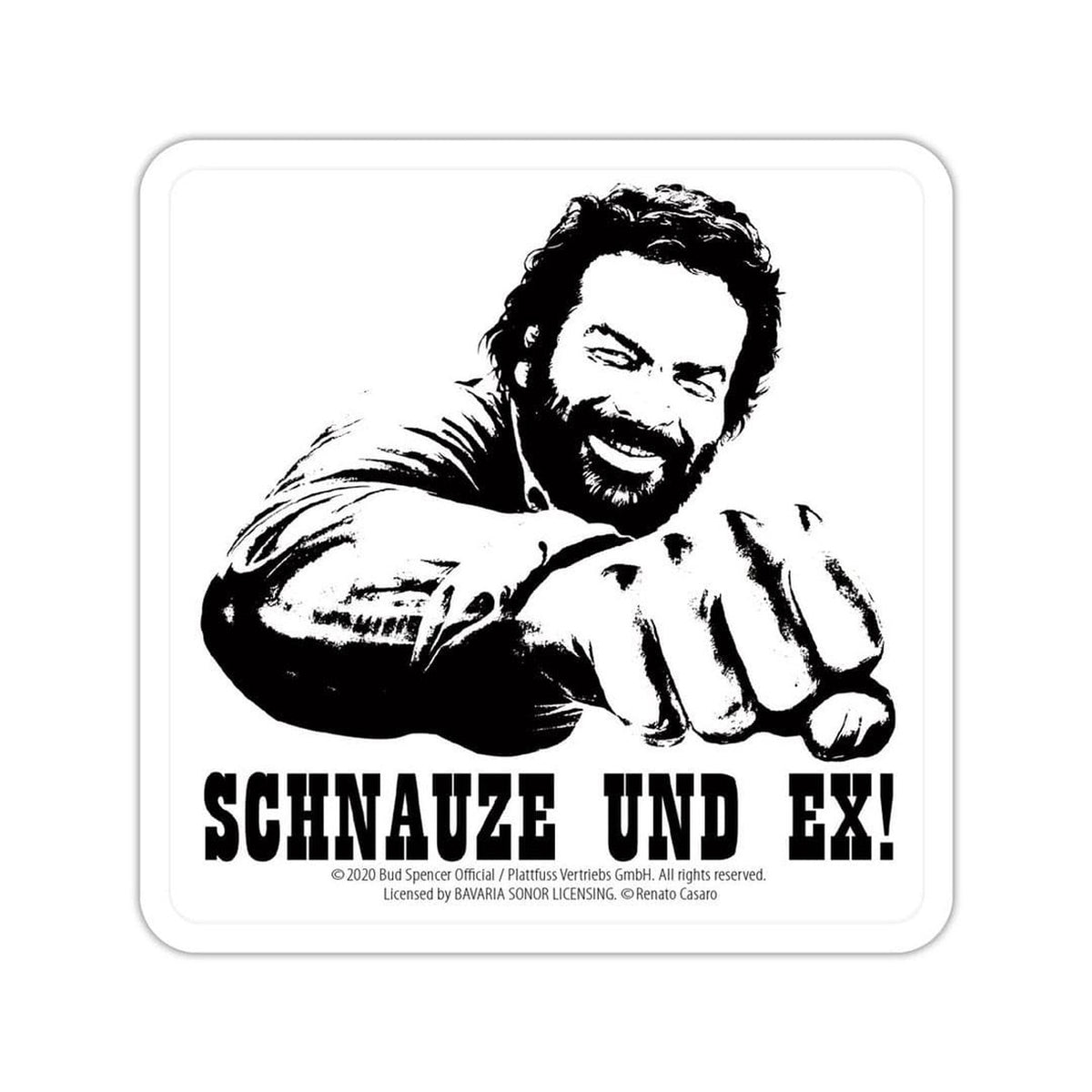 Productafbeelding Bud Spencer metalen bierviltje Schnauze und Ex 10 x 10 cm