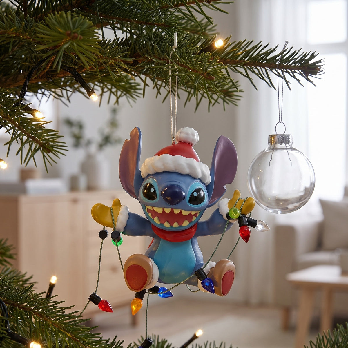Image produit Décoration de sapin de Noël Stitch avec guirlande lumineuse - Lilo & Stitch